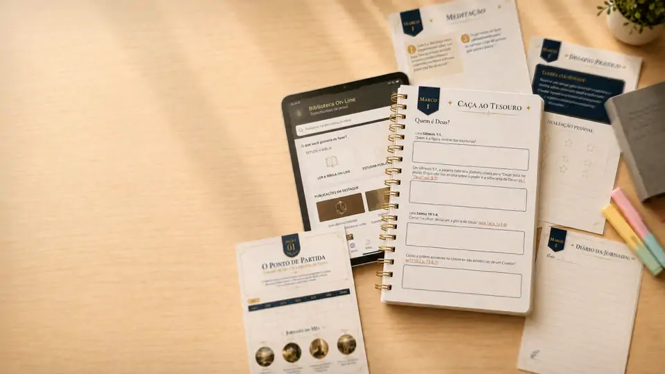 Demonstração visual das páginas do planner Jornada pela Verdade